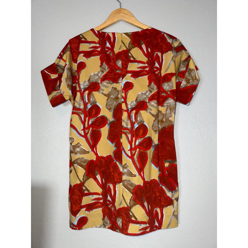 COS Printed Roll Sleeved Short Shift Dress Womens 2 Floral Abstract Art to Wear - Picture 7 of 11